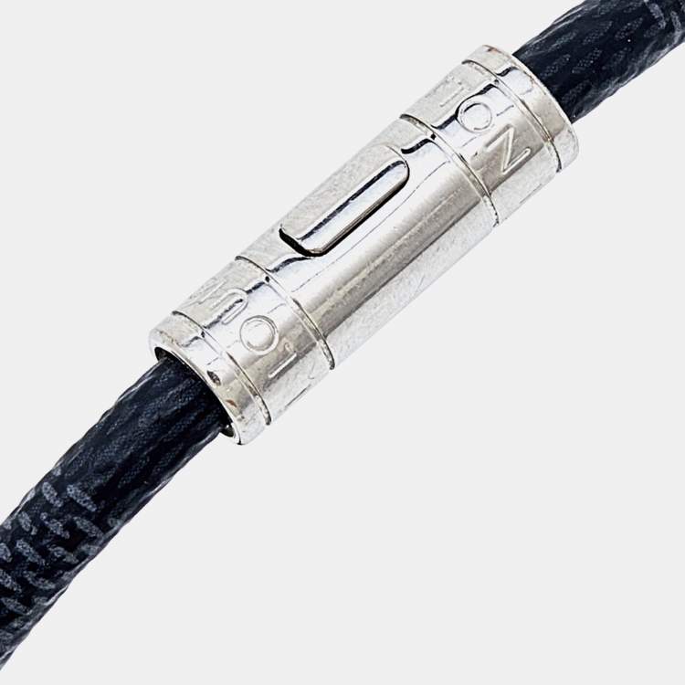 Pre Owned Louis Vuitton Charcoal Grey Keep It Black Damier Canvas Bracelet