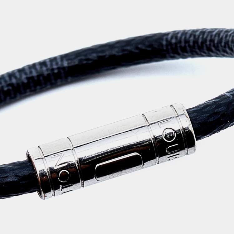 Pre Owned Louis Vuitton Charcoal Grey Keep It Black Damier Canvas Bracelet
