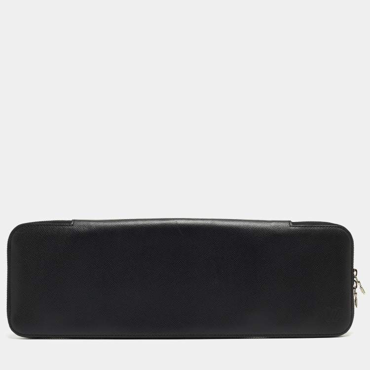 Pre Owned Louis Vuitton Black Taiga Leather Tie Travel Case 