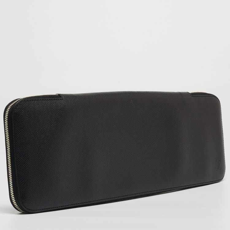 Pre Owned Louis Vuitton Black Taiga Leather Tie Travel Case 