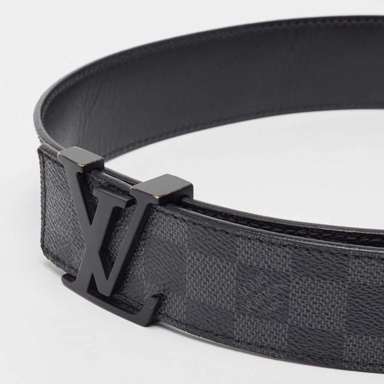 Pre Owned Louis Vuitton Damier Graphite Canvas LV Initiales Belt 95CM
