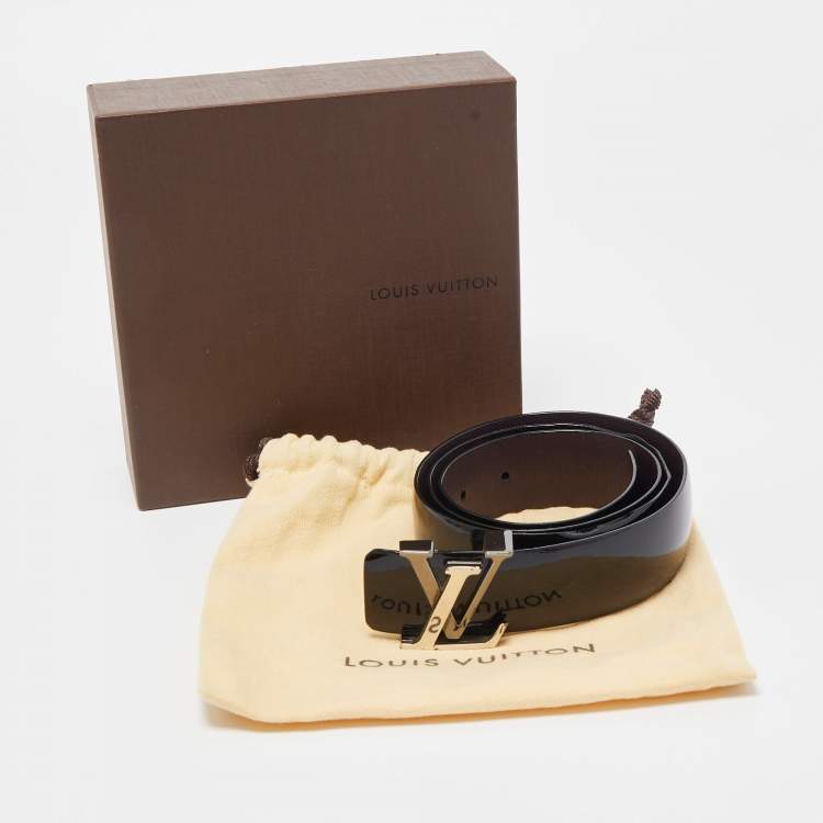 Pre Owned Louis Vuitton Black Vernis LV Initiales Belt 90CM