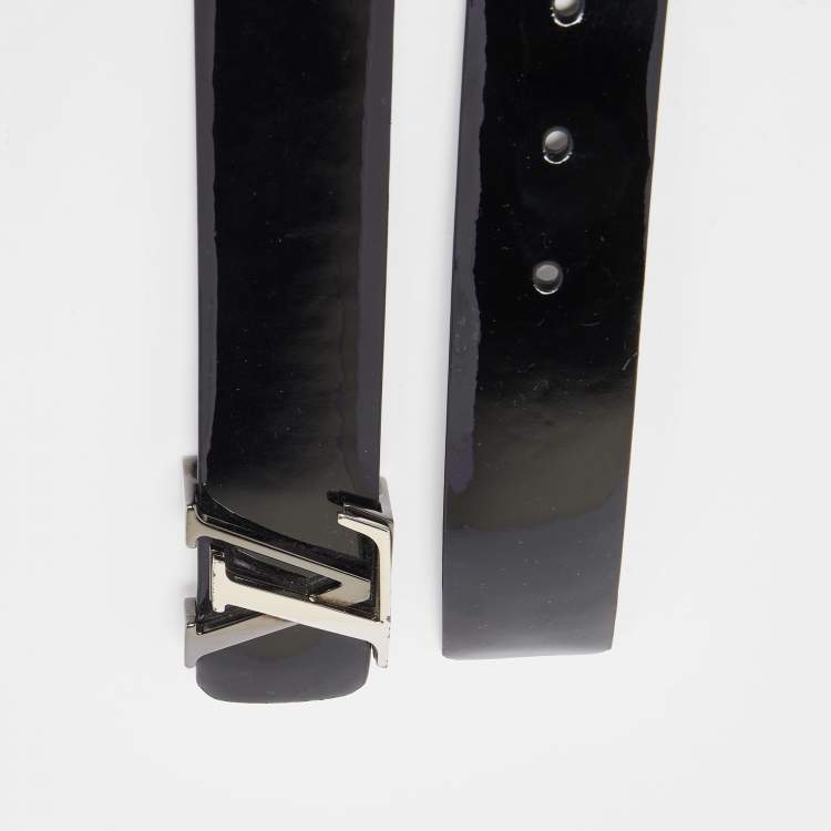 Pre Owned Louis Vuitton Black Vernis LV Initiales Belt 90CM
