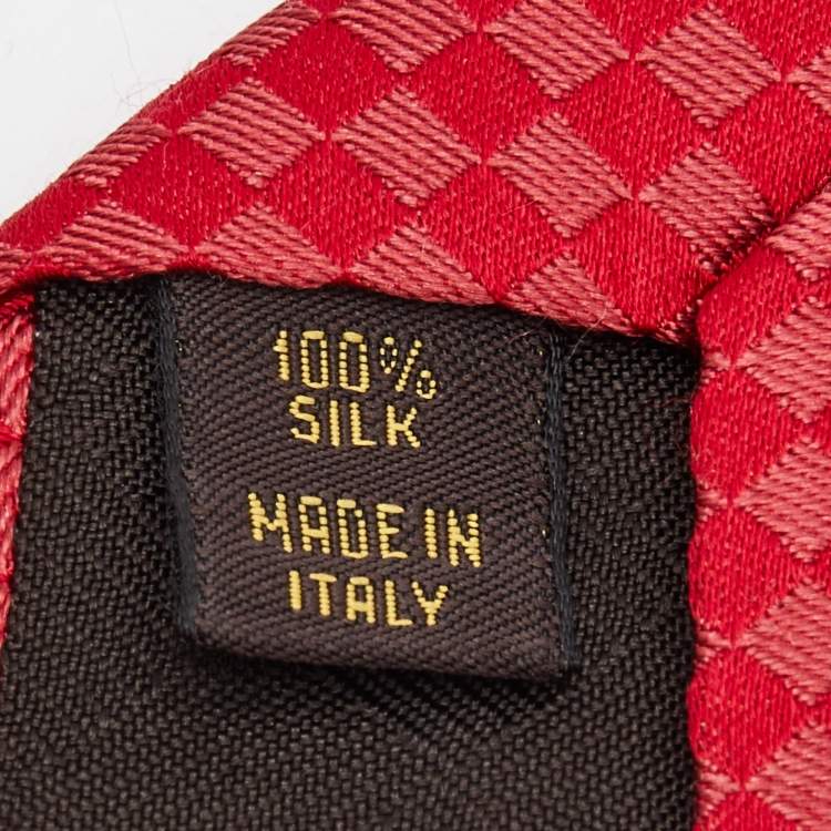 Pre Owned Louis Vuitton Red Damier Checkerboard Pattern Silk Tie