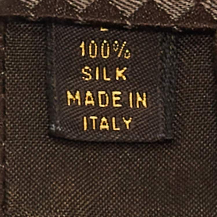 Pre Owned Louis Vuitton Brown Damier Checkerboard Pattern Silk Tie