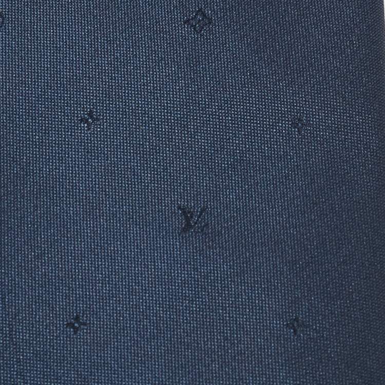 Pre Owned Louis Vuitton Navy Blue Logo Silk Tie
