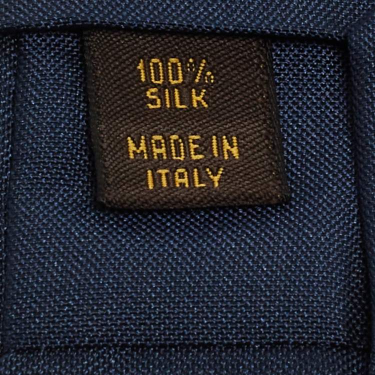Pre Owned Louis Vuitton Navy Blue Logo Silk Tie