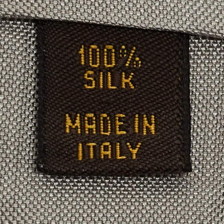 Pre Owned Louis Vuitton Grey Logo Silk Jacquard Tie 