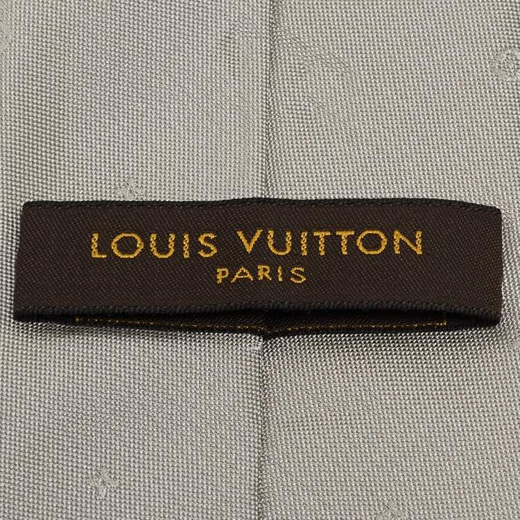Pre Owned Louis Vuitton Grey Logo Silk Jacquard Tie 
