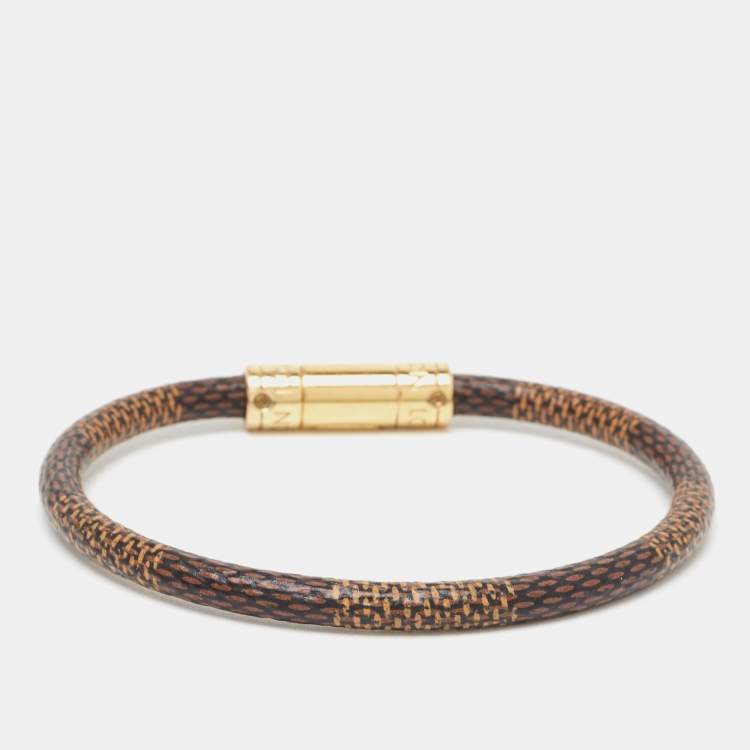 Pre Owned Louis Vuitton Keep it Canvas Gold Tone Bracelet