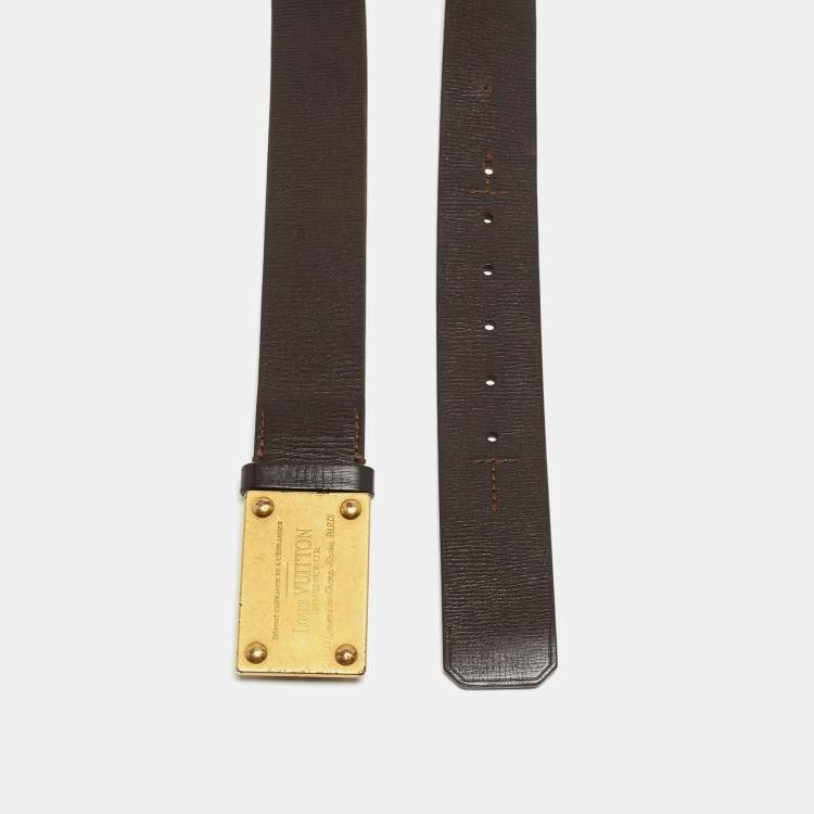 Pre Owned Louis Vuitton Dark Brown Leather Inventeur Belt 90CM