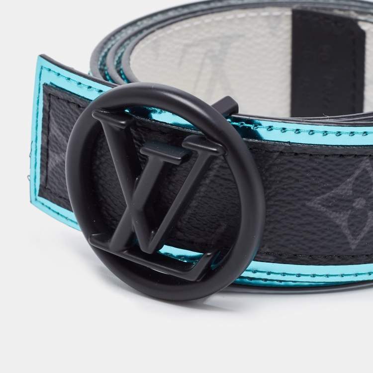 Pre Owned Louis Vuitton Monogram Eclipse and Antarctica Canvas LV Circle Reversible Belt 90 CM