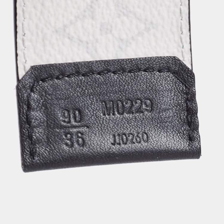 Pre Owned Louis Vuitton Monogram Eclipse and Antarctica Canvas LV Circle Reversible Belt 90 CM