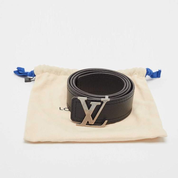 Pre Owned Louis Vuitton Black Leather LV Initiales Belt Size 90 CM