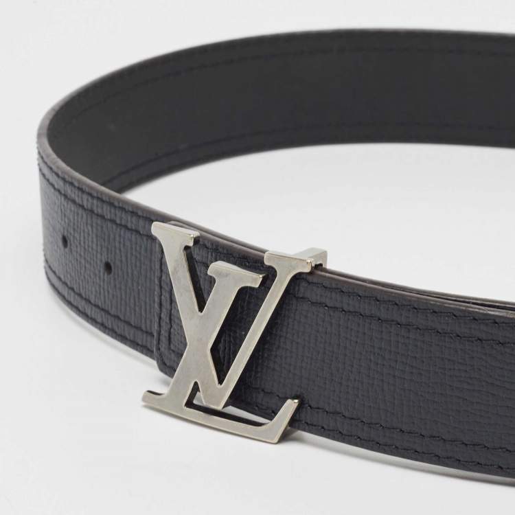 Pre Owned Louis Vuitton Black Leather LV Initiales Belt Size 90 CM