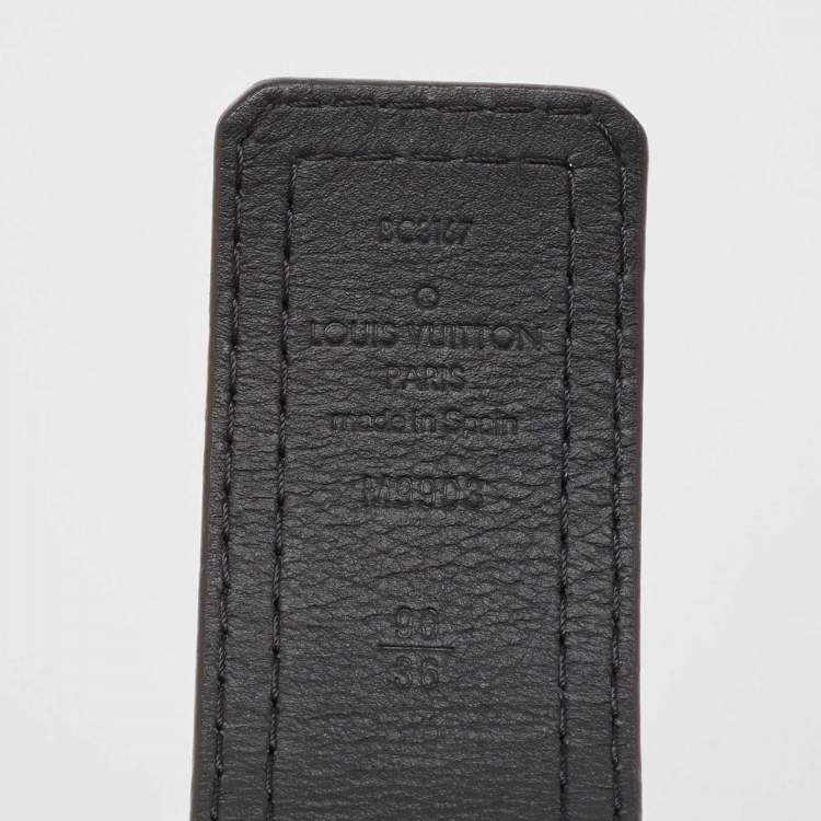 Pre Owned Louis Vuitton Black Leather LV Initiales Belt Size 90 CM