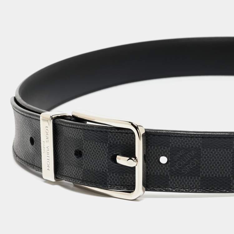 Pre Owned Louis Vuitton Damier Graphite Canvas Buckle Belt 95 CM