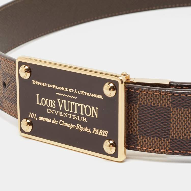 مملوكة مسبقًا Louis Vuitton Damier Ebene Canvas Inventeur Reversible Belt 90CM