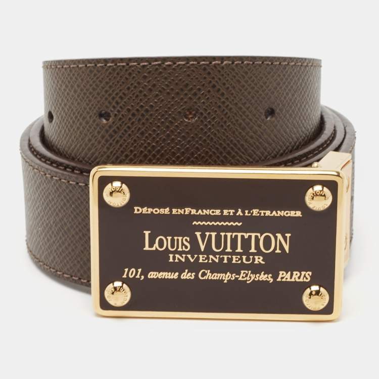 مملوكة مسبقًا Louis Vuitton Damier Ebene Canvas Inventeur Reversible Belt 90CM