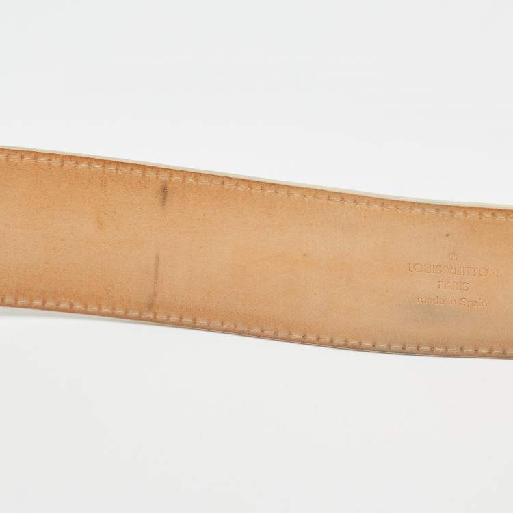 Pre Owned Louis Vuitton Damier Azur Canvas LV Initiales Belt 95CM