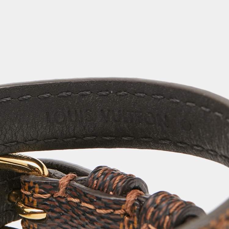 Pre Owned Louis Vuitton Sign It Brown Canvas Gold Tone Wrap Bracelet