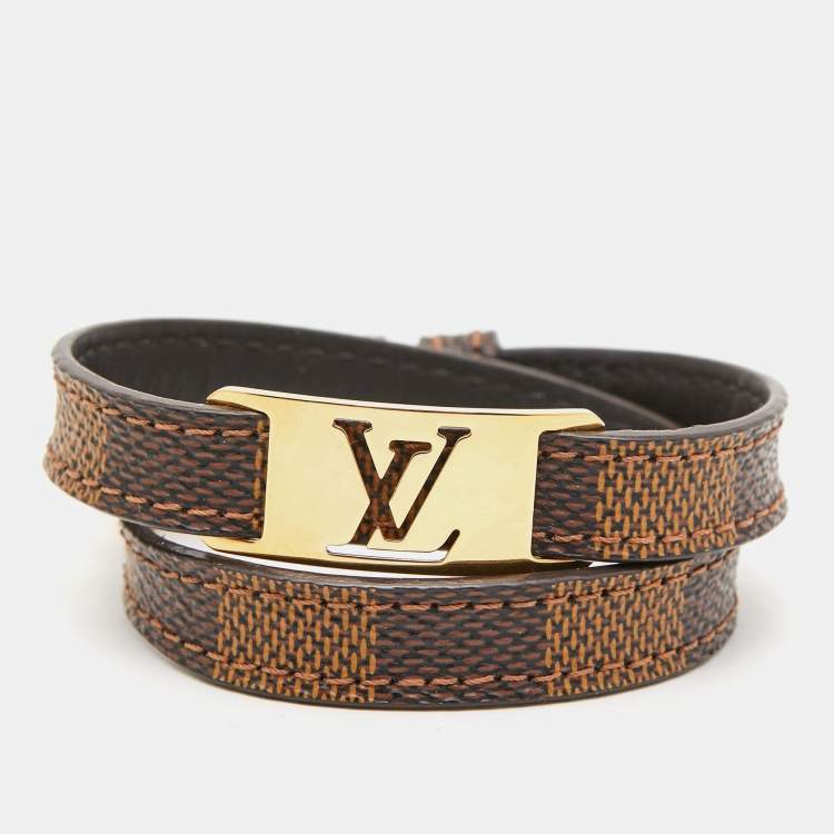 Louis Vuitton Sign It Brown Canvas Gold Tone Wrap Bracelet Louis ...