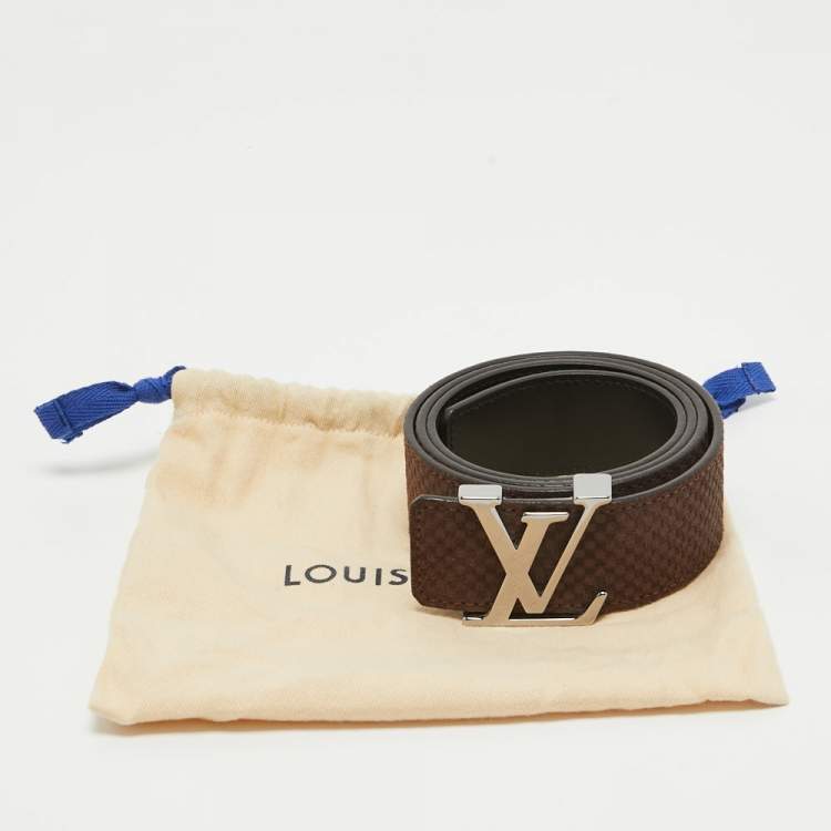 Pre Owned Louis Vuitton Brown Mini Damier Suede  LV Initiales Belt 90CM