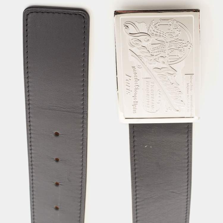 مملوكة مسبقًا Louis Vuitton Black Leather Travelling Requisites Buckle Belt 100CM