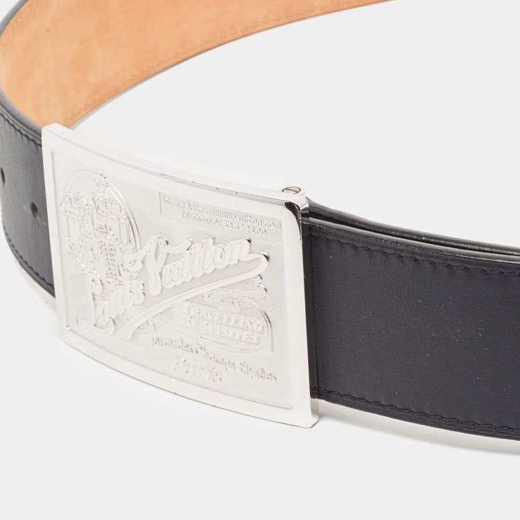 مملوكة مسبقًا Louis Vuitton Black Leather Travelling Requisites Buckle Belt 100CM