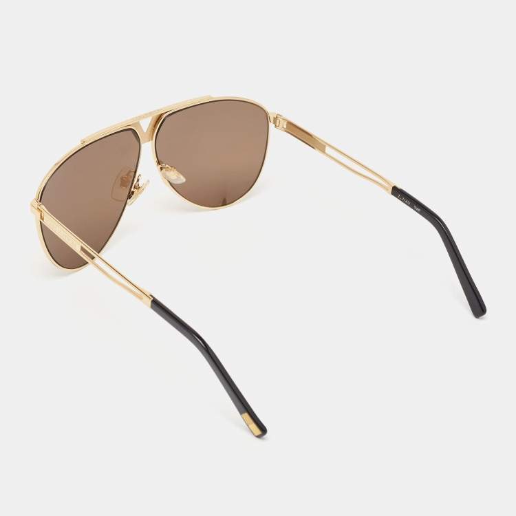 Pre Owned Louis Vuitton Gold Mirrored Z2314U Tonca Pilot Sunglasses