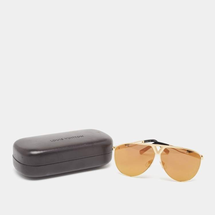 Pre Owned Louis Vuitton Gold Mirrored Z2314U Tonca Pilot Sunglasses