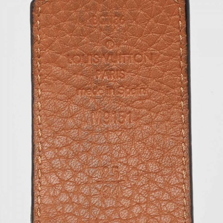 Pre Owned Louis Vuitton Black/Brown Taurillon Leather LV Initiales Belt Size 85 CM