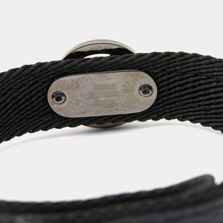 Pre Owned Louis Vuitton LV Circle Monogram Eclipse Canvas Gunmetal Tone Bracelet