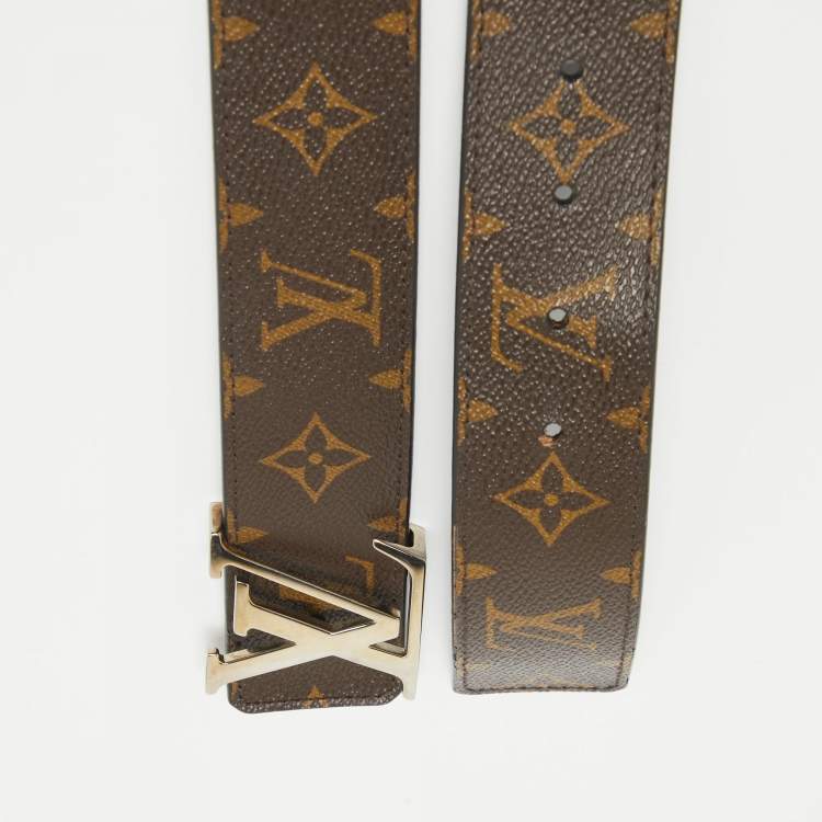 Pre Owned Louis Vuitton Monogram Canvas and Leather LV Initiales Reversible Belt 95CM