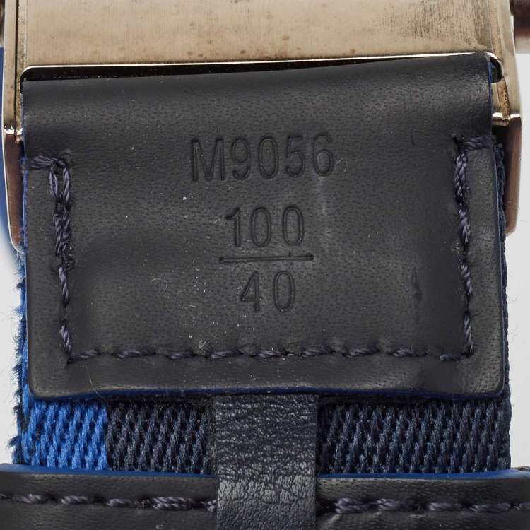 Pre Owned Louis Vuitton Navy Blue Canvas and Leather Buckle Belt 100CM