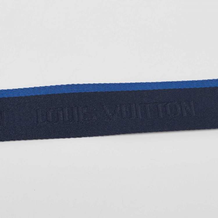 Pre Owned Louis Vuitton Navy Blue Canvas and Leather Buckle Belt 100CM