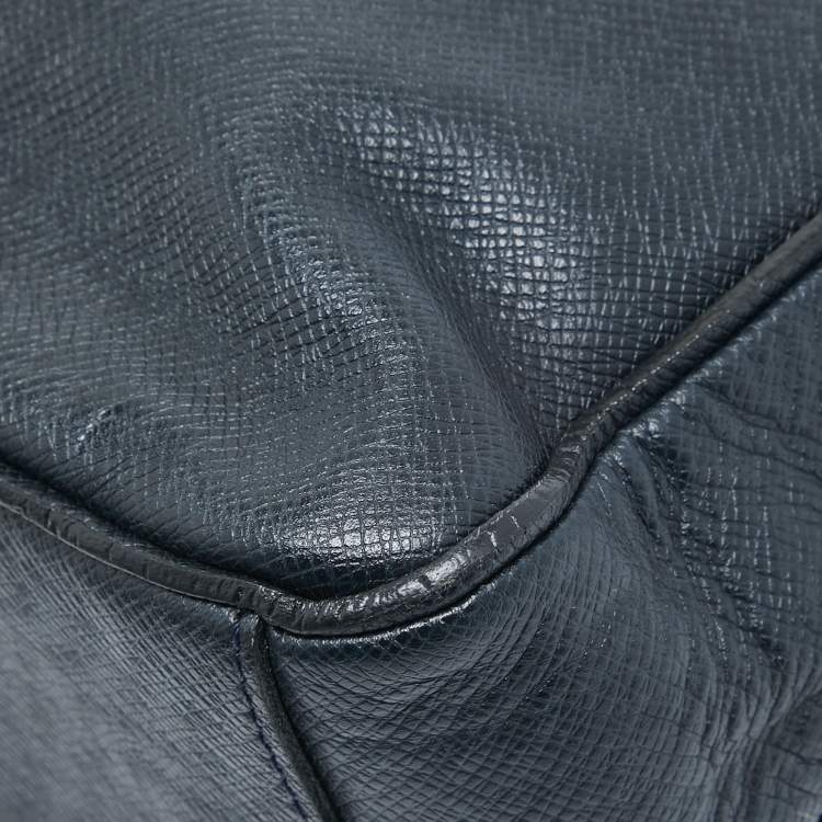 Pre Owned Louis Vuitton Navy Blue Taiga Leather Roman MM Bag
