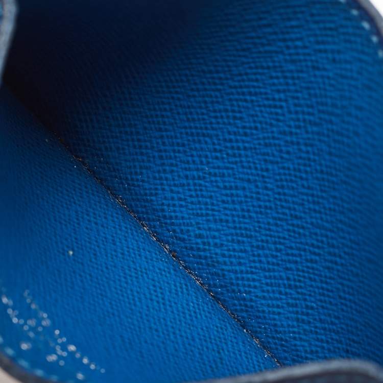 Pre Owned Louis Vuitton Blue Damier Graphite Canvas Card Holder 