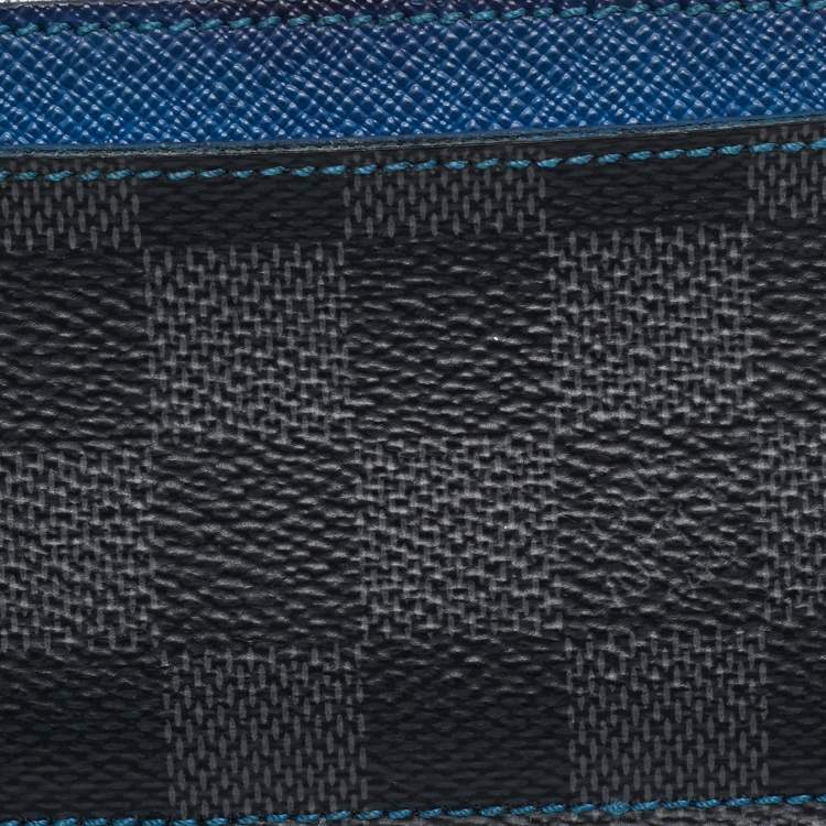 Pre Owned Louis Vuitton Blue Damier Graphite Canvas Card Holder 