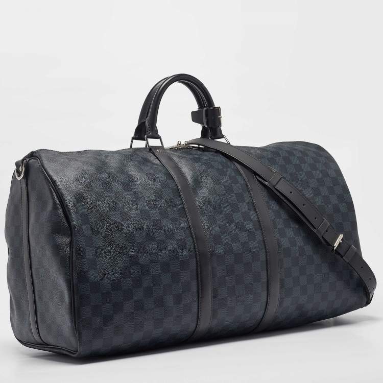 Pre Owned Louis Vuitton Damier Cobalt Canvas Keepall Bandouliere 55 Bag