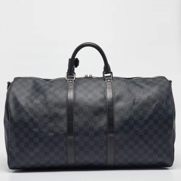 Pre Owned Louis Vuitton Damier Cobalt Canvas Keepall Bandouliere 55 Bag