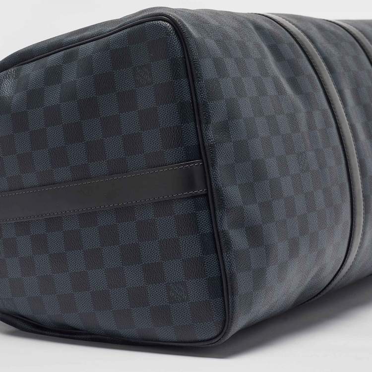 Pre Owned Louis Vuitton Damier Cobalt Canvas Keepall Bandouliere 55 Bag