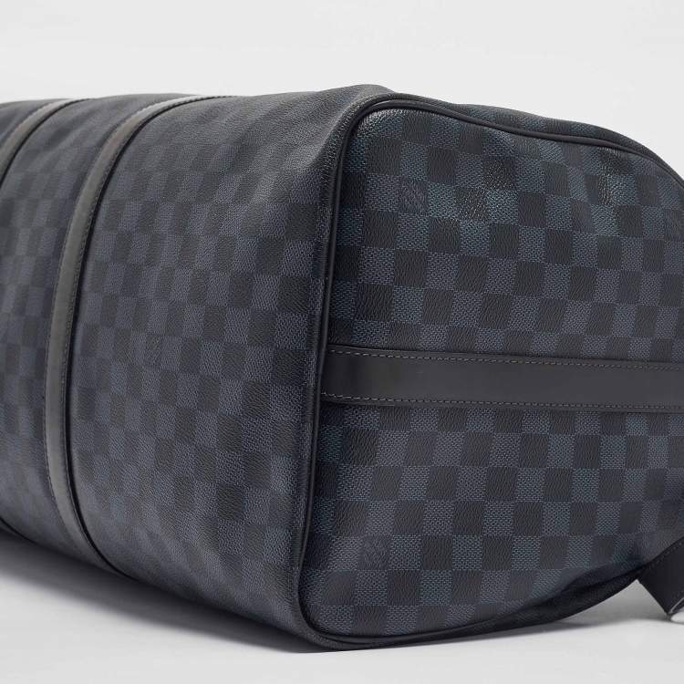 Pre Owned Louis Vuitton Damier Cobalt Canvas Keepall Bandouliere 55 Bag