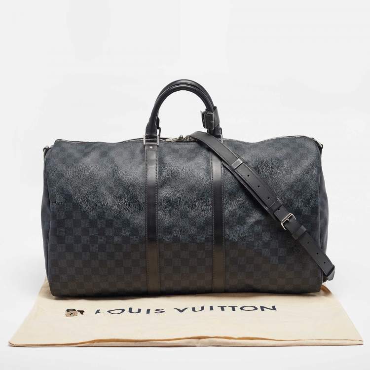 Pre Owned Louis Vuitton Damier Cobalt Canvas Keepall Bandouliere 55 Bag