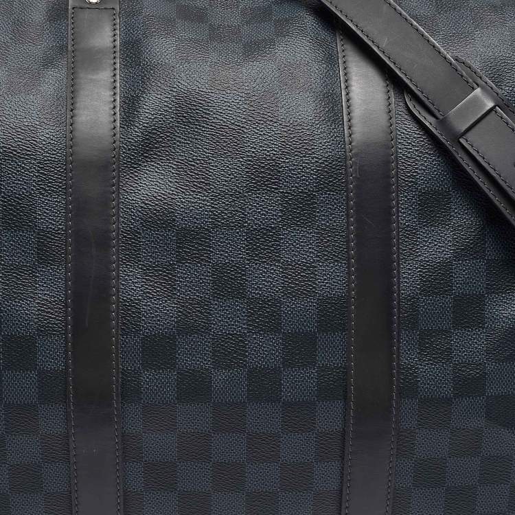 Pre Owned Louis Vuitton Damier Cobalt Canvas Keepall Bandouliere 55 Bag