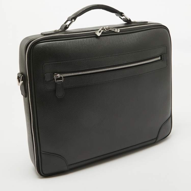 Pre Owned Louis Vuitton Black Taiga Leather Odessa Computer Case Bag