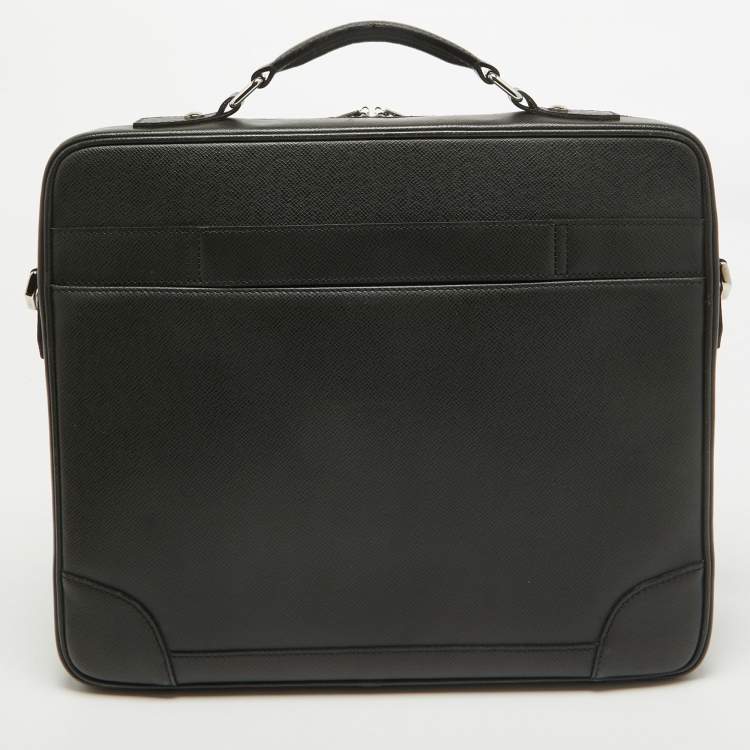 Pre Owned Louis Vuitton Black Taiga Leather Odessa Computer Case Bag