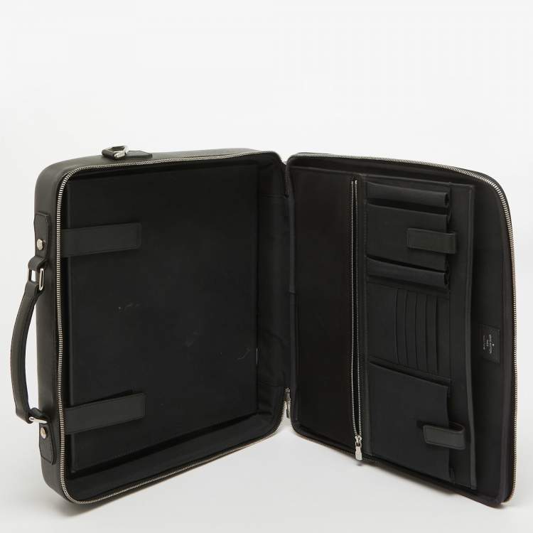 Pre Owned Louis Vuitton Black Taiga Leather Odessa Computer Case Bag