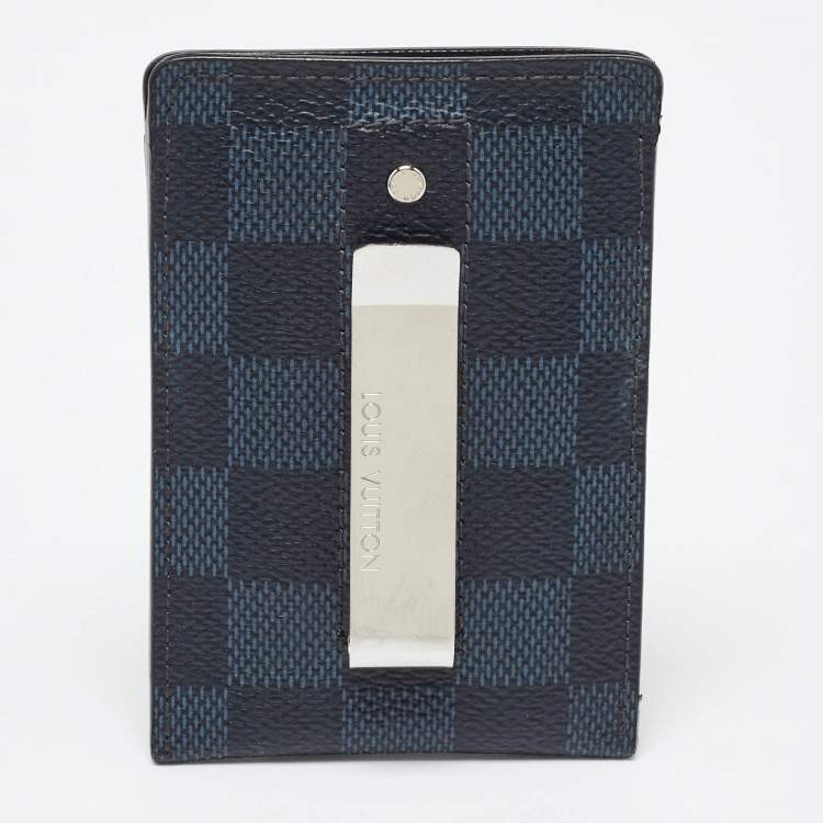 Pre Owned Louis Vuitton Damier Cobalt Canvas Pince Card Holder