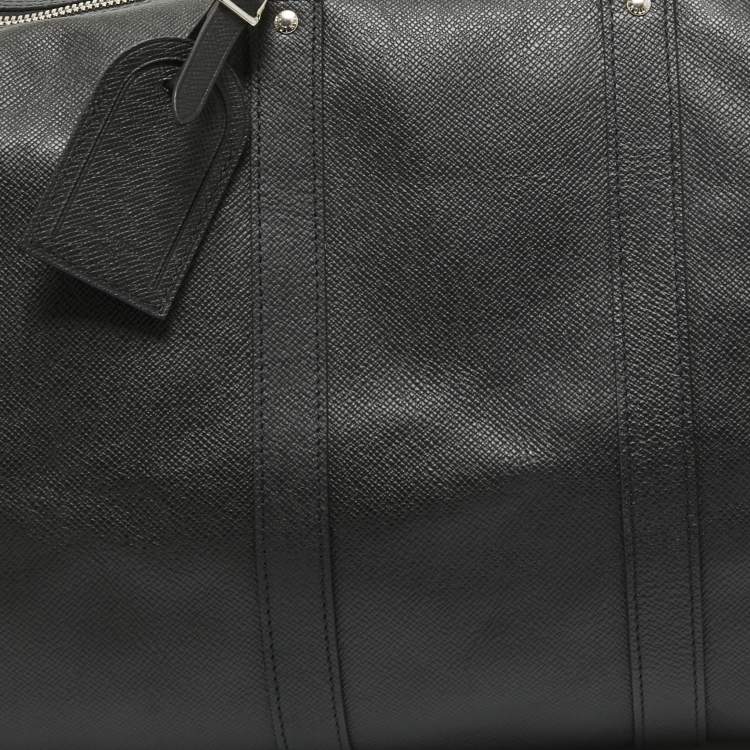 Pre Owned Louis Vuitton Black Leather Leather Keepall Bandoulière 50 Bag